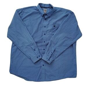 Cinch (Mens Size XL) Blue Western Long Sleeve Collared Button‎ Front Shirt Ranch